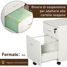 Vinsetto Schedario da Ufficio Cassettiera Per Scrivania in Legno, 2 Cassetti, Serratura con 2 Chiavi, Bianco, 40x45x55.6cm