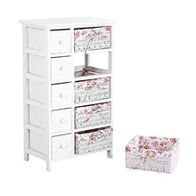N/Z Armadietto da Comodino per Attrezzatura da Soggiorno Bianco Cassettiera a 5 Strati con cestini in Vimini (5 cassetti, 5 ripostigli in Vimini) Mobile da Bagno/Camera da Letto in Legno Bianco