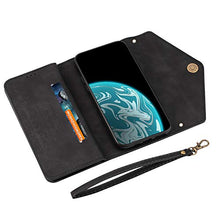 Artfeel Custodia Portafoglio per Samsung Galaxy A12 5G,Pelle Cerniera Tasca Borsa a Tracolla Borsetta Portamonete Crossbody Cover con Porta Carte,Cordino,Cinturino da Polso-Nero