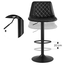 SONGMICS Set di 2 Sgabelli da Bar, Altezza Regolabile, con Schienale, Seduta Imbottita, Poggiapiedi Metallico e PU Trapuntata, in Soggiorno e Ristorante, Portata di 120 kg, Nero LJB073B01