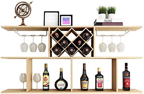 Splendidamente Mobiletto per Vino a Parete Moderno e Minimalista Espositore per portabottiglie a Forma di Diamante Ripiano per pareti mobili Cornice per Bicchieri da Vino e portabottiglie