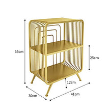 DGHJK Mobili per la casa, Comodino, Camera da Letto, ripiano in Ferro battuto Dorato, scaffale a 2 Livelli, Divano Moda nordica, tavolino, portariviste, 41x30x65 cm