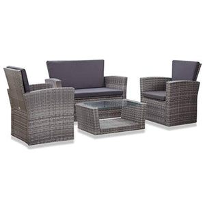 vidaXL Set Divani da Giardino 4 pz con Cuscini Salotto da Esterno Salottino per Patio Arredo da Esterni Arredamento Giardino in Polyrattan Grigio