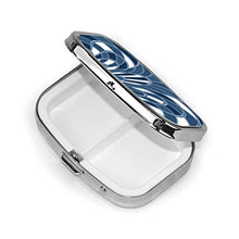 Scatola quadrata per pillole medicinali con funghi astratti Art Deco blu erica moda pillola organizer da viaggio pillola dispenser per vitamine integratori