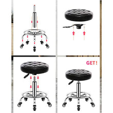 Rotondo Rotolamento Sgabello Pu Altezza Altezza Regolazione Moderna Industrial Metal Stile Swivel Spa Salon Tatuaggio Lavoro Massaggio Sgabelli Piccoli (Bianco Nero)