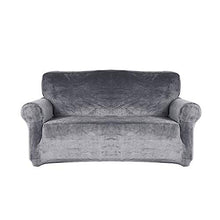 JTWEB Copridivano Elasticizzato in Velluto 1/2/ 3 Posti,Fodera per Divano Antiscivolo per Animali Domestici di Protezione per Mobili Elastici (Grigio, 2 posti)