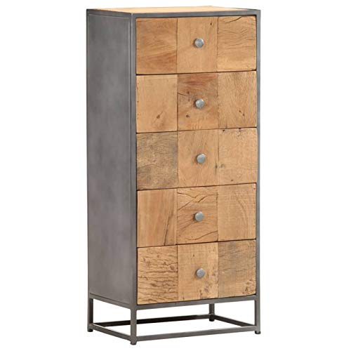 Tidyard Cassettiera Vintage in Legno Massello di Recupero,Credenza Vintage con Cassetti in Legno,Armadietto Vintage con Cassetti,Credenza da Salotto,Credenza con Cassetti 45x30x100 cm