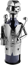 BRUBAKER Portabottiglie per Vino - Golfista con Borsa Giocatore di Golf - Decorazione in Metallo - Portabottiglie con Biglietto d'Auguri - Regalo del Vino