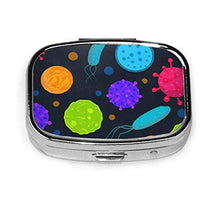 Pill Box - Scatole per pillole per microbi con batteri, portatile, rettangolare, in metallo, argento, compatto 2 spazi, portapillole per viaggio/tasca/borsa