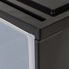 Iris Ohyama, Tower, Portaoggetti in plastica Con casseti, 40 L, Impilabile, Maniglia multifunzione, Facile da trasportare, Solido, Salotto, Camera da letto, Ufficio - Maxi casLottoto MD L - Nero