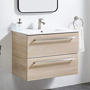 ATUM HOME - Mobiletto da parete grande da 800 mm, con lavabo, guardaroba, con 2 cassetti, chiusura morbida