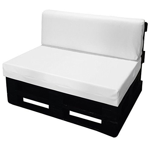 SET CUSCINI PER DIVANI PALLET BANCALI Seduta 120x80x15 cm + Schienale 120x39x11-19 cm - Ecopelle IDROREPELLENTE BIANCO