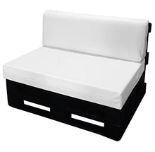 Cuscino per bancali - cuscino per seduta divano pallet di legno - IN ECOPELLE SFODERABILE (SCHIENALE 39X120X11-19 CM, BIANCO)