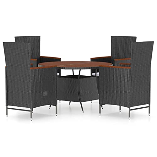 vidaXL Set da Pranzo da Giardino 5 pz con Cuscini in Polyrattan Nero