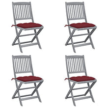 vidaXL Sedie da Giardino Pieghevoli 4pz con Cuscini in Massello Acacia