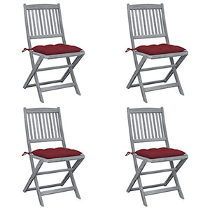vidaXL Sedie da Giardino Pieghevoli 4pz con Cuscini in Massello Acacia