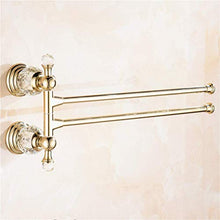 YGB Portasciugamani, portasciugamani da Parete in Ottone lucidato a Parete in Ottone Cristallo Dorato Antico 2 Bracci portasciugamani da 35 cm Portasciugamani Decorativo