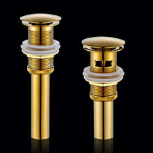 SHDJYR Scarico per lavabo in Ottone Massiccio per lavabo con/Senza troppopieno Accessori da Bagno Neri/cromati/Oro/sfregati ad Olio con troppopieno