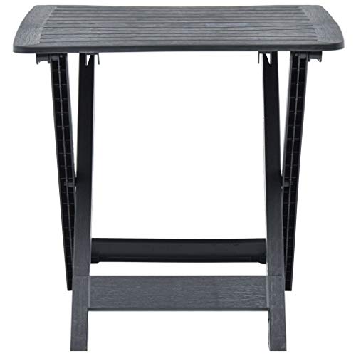 Qnotici Tavolo da Giardino Pieghevole in plastica, Tavolo da Giardino per Il Tempo Libero all'aperto in Stile Moderno, Tavolo da Giardino per riunioni di Famiglia 79 x 72 x 70 cm-Antracite