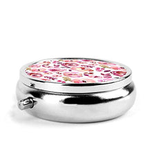 Contenitore rotondo per pillole per San Valentino, rosa, magenta, rosso, astratto, con 3 scomparti, per medicina e vitamine, per viaggi all'aperto