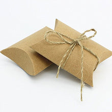 TREESTAR Creative Retro Kraft Box Pillow Shape Candy Box for Wedding Decorazione Pacchetto Regalo 1PCS con spago Marrone Giallo, Carta, Brown, 9 * 6.5 * 2.5CM