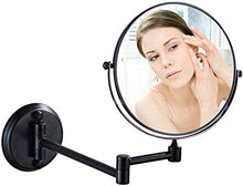 LBWARMB Trucco Specchio con luci Specchio di Bellezza di Montaggio a Parete Double Sided Makeup Specchio con ingrandimento 3X, 8-inch Metallo Ottone Pieghevole telescopica Bathroom Specchio, Nero
