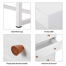 DADEA comodino bianco con 4 cassetti, cassettiera laterale moderna con ampio spazio di archiviazione, organizer funzionale con base in metallo per la casa, bianco puro