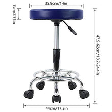 KKTONER Sgabello Rotondo in Pelle PU con poggiapiedi Regolazione dell'altezza della Parte Girevole Spa Salone di Disegno Tattoo Workshop Massaggi Sgabelli Sedia operativa Blu