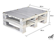 Tavolo Tavolino in Pallet per Salotto Esterno Giardino -Made in Italy- Bianco Shabby Chic, 80x60x30