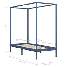SKM Giroletto a Baldacchino Grigio Legno Massello di Pino 100x200cm