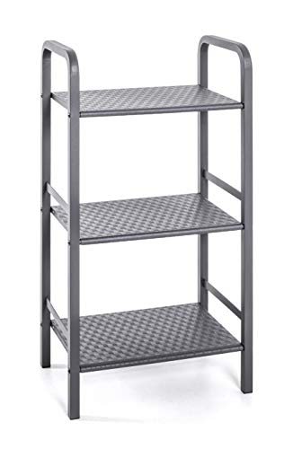 HAKU Möbel Scaffale in Acciaio Tubolare Verniciato a Polvere Grigio, 3 Ripiani in Metallo