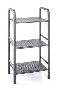 HAKU Möbel Scaffale in Acciaio Tubolare Verniciato a Polvere Grigio, 3 Ripiani in Metallo