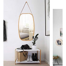 XQAQX Specchio da Trucco Specchio Ingranditore Europea a Parete Bathroom Specchio, Specchio Vestirsi, Mobili Moda Bagno Decorazione Specchio da Toilette, bambù Telaio (74 * 43cm)