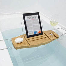 Prolungamento di Un Lussuoso Bagno di bambù da Bagno, Supporto di Vetro Caddy Vassoio Bagno Mensola del Supporto Bicchiere di Vino Ed Altri Accessori Placement per Un Experience Home Spa