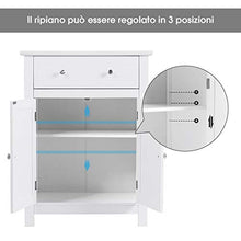 COSTWAY Armadietto da Terra per Bagno, Mobile Autoportante con Cassetto e Mensole, in Legno, Bianco 80x60x30 cm