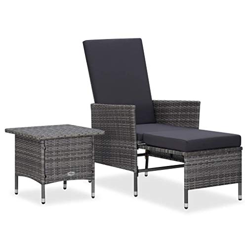 SKM Set Divani da Giardino 2 pz con Cuscini in Polyrattan Grigio (17.6kg)