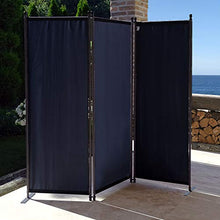 QUICK STAR Paravento da Giardino 170 x 165 cm 3 parti pieghevole Divisorio in Tessuto Protezione della Privacy Nero