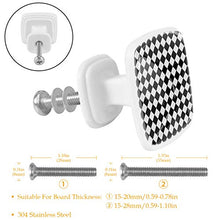 Set di 4 maniglie rotonde per armadio da cucina, credenza, cassettiera, cassettiera, con viti, per cucina, comò, armadietto, bagno, armadio, nero e bianco quadrato a scacchiera
