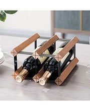 JL Rustico 2 Bottiglie di Vino Supporto della cremagliera del Vino cremagliera Bottiglie da Tavolo Wine Rack controsoffitto Wine Organizer Supporto da Tavolo liquore Bagagli mensola in Legno e Ferro