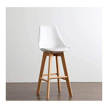 WRJY Sgabello da Bar Sgabello da Bar per Colazione da Cucina, Sedile in plastica ABS e Gambe in Legno con schienali e poggiapiedi 95 (Colore: Bianco)