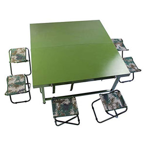 Set Tavolo e Sedia da Esterno Tavolo in Acciaio Portatile, Tavolo in Ferro Pieghevole da 110 * 110 cm per Allenamento all'aperto, Set Poltrona Multifunzione all'aperto, Nove in Uno