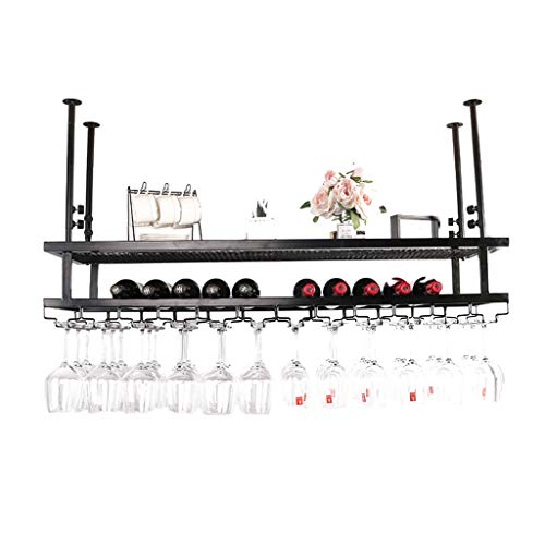 CCFENG Supporto di Vino Rosso Tazza, Upside Down Home Bar Bar cremagliera del Vino, cremagliera del Vino, cremagliera Calice, Wine Rack appesa Vino Rack (Color : Black, Size : 60 * 30cm)