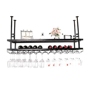 CCFENG Supporto di Vino Rosso Tazza, Upside Down Home Bar Bar cremagliera del Vino, cremagliera del Vino, cremagliera Calice, Wine Rack appesa Vino Rack (Color : Black, Size : 60 * 30cm)