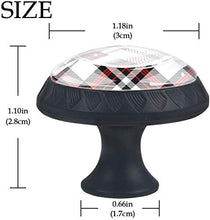 Fantasia scozzese scozzese a strisce rosso grigio nero Pomelli per Porta Set di 4 Pomelli per Mobili Manopole per Cassetti Cucina Armadio Vetro