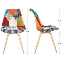 VADIM Set di 2 Sedie da Pranzo Scandinave, Sedie da Cucina Imbottite in Tessuto Patchwork, Sedie Design Solido con Gambe in Metallo, Rovere Imitazione¡­