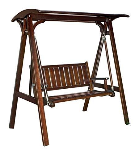 HLZY Grande aliante all'aperto con Supporto, Sedia da Giardino Swing Sedia Esterna Retro Sedia a Battente all'aperto, Tutte in Legno massello Impermeabile Protezione Solare Doppia terrazza a Dondolo