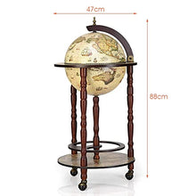 DREAMADE Mappamondo Bar Mobile Bar, Portabottiglie Scaffale per Vino con 3 Ruote, 88 x 45 x 45cm (medello 2)