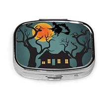 Scatola quadrata per pillole medicinali Spooky Halloween Night Sky e Strega volante moda pillola organizzatore viaggio pillole dispenser per vitamine integratori