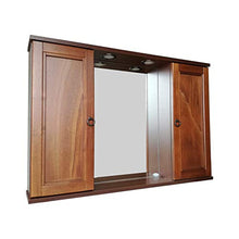 Specchiera pensile cm.91,8x16x60, 2 ante in legno arte povera con illuminazione