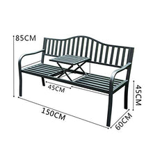 Creative LDF Tavolo Centrale Estraibile per Panca da Giardino A Doppio Sedile in Acciaio per Cortile Esterno da Giardino, 150x60x85cm